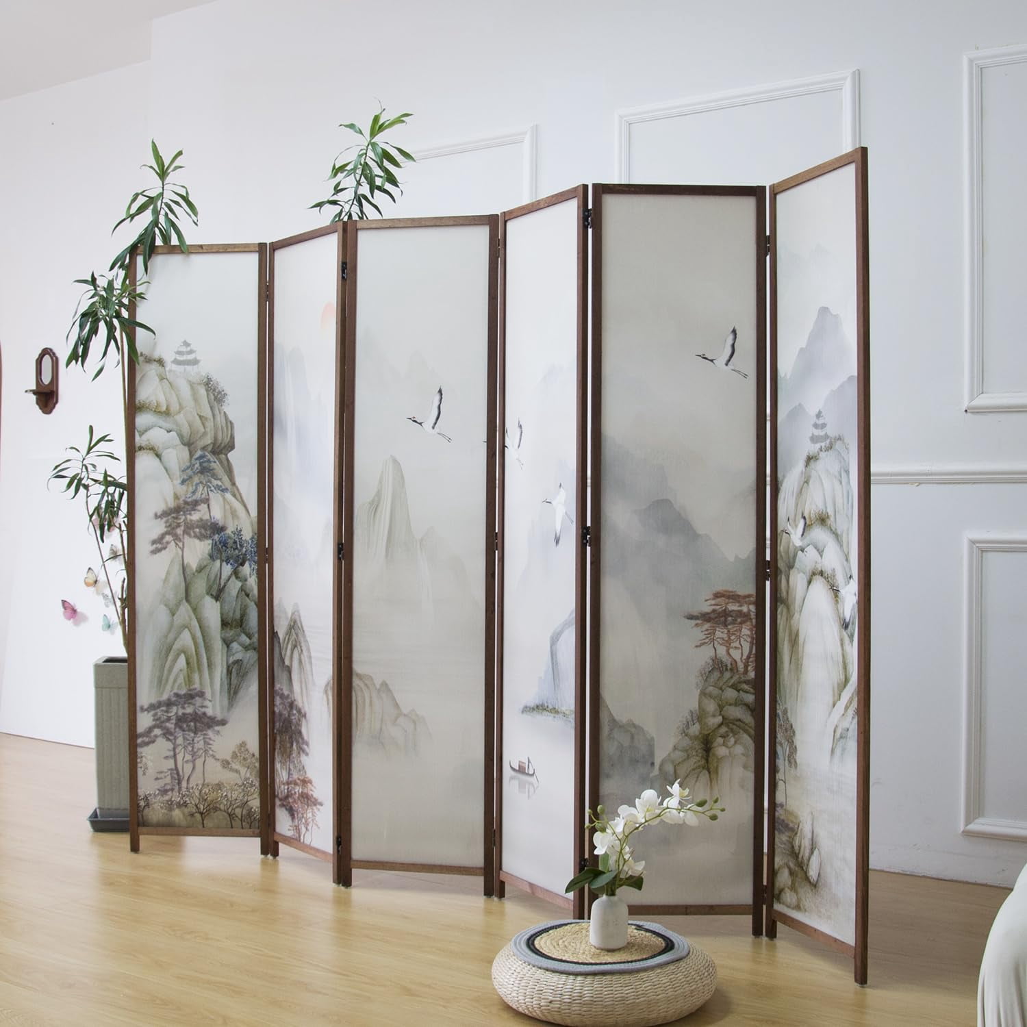 Freestanding Room Divider Screen, Folding Wall Partition Panel, Living