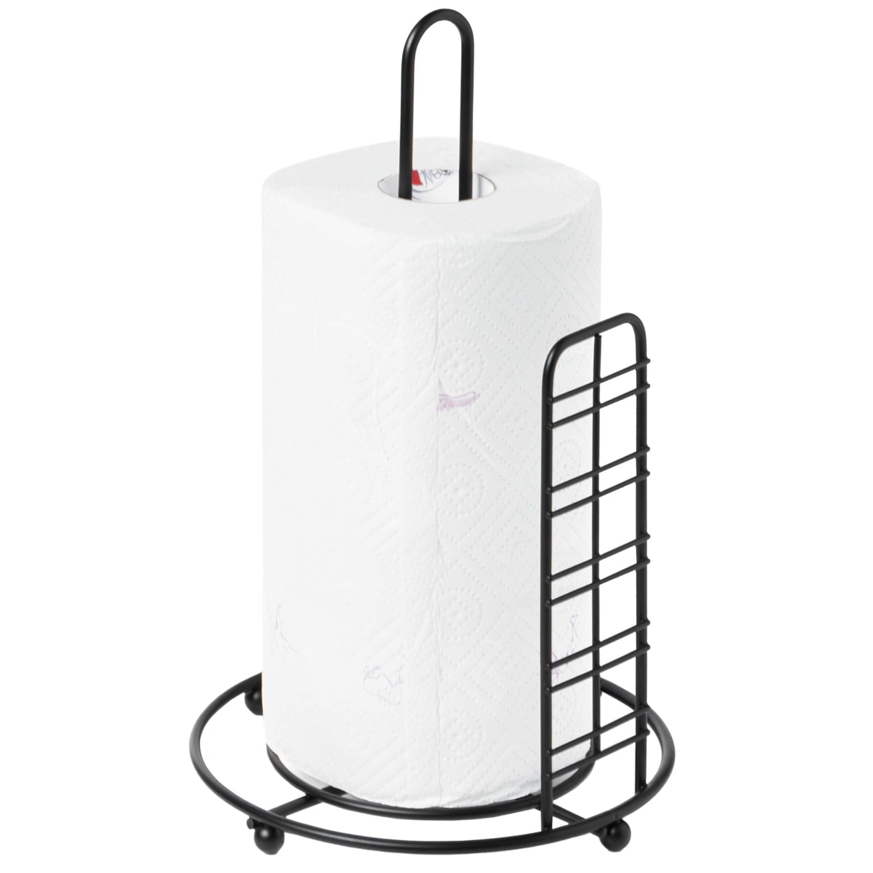 Freestanding Black Iron Paper Towel Holder with Raised Base