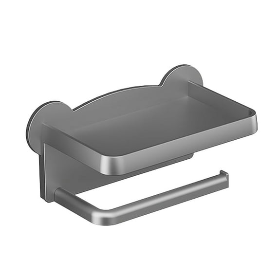 Freestanding Rustproof Toilet Paper Holder with Phone Shelf | ABS Plastic | Gray Bathroom Organizer | 21x10x11 cm | Includes Mounting Accessories