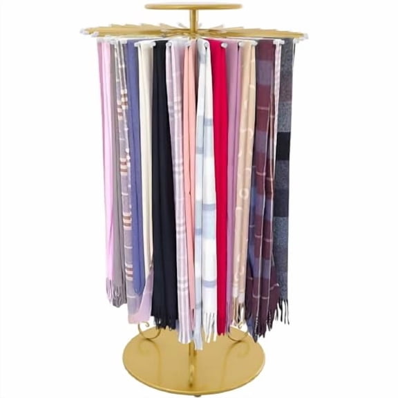 Freestanding Scarf Display Rack Metal Scarf Rack with 30 Rods Ratating Round Scarf Display Stand Height Adjustable Scarf Holder Organizer Indoor Scarf Hanger for Retail Store Bouti