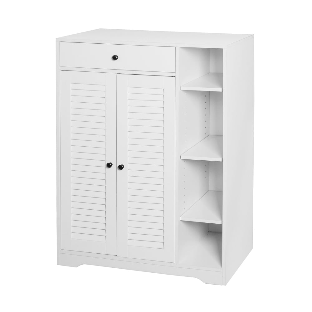 Freestanding Shoe Rack with 2 Shutter Door and Drawer, Entryway Narrow