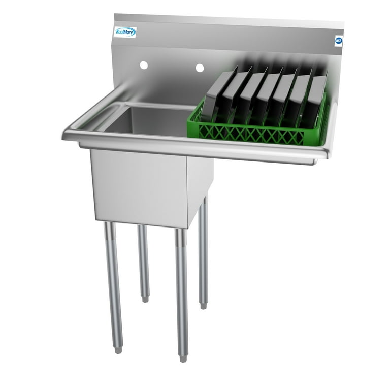 Freestanding Stainless Steel 31 in. 2-Hole Single Bowl Commercial Kitchen Sink Freestanding Stainless Steel 31 in. 2-Hole Single Bowl Commercial Kitchen Sink