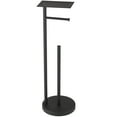 thumbnail image 1 of Freestanding Stainless Steel Toilet Paper Holder with Top Storage Shelf in Matte Black, 1 of 13