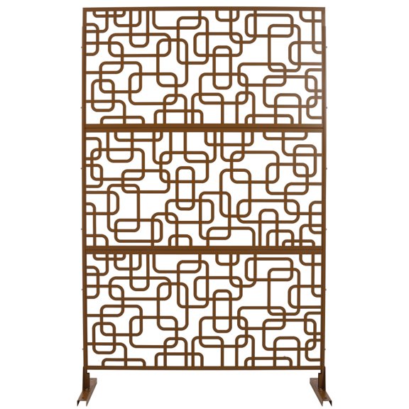 Freestanding Steel Privacy Screen 76 inch H x 48 inch W, Interlocking SquareLoop Cutout Decorative Partition for Deck Balcony Patio Backyard Garden