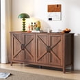 thumbnail image 1 of Freestanding Storage Cabinet with 4 Doors & 4 Open Shelves, Entryway Floor Sideboard for Living Room, Bedroom, Office, Durable Particle Board Design, Easy Assembly & Maintenance, 1 of 9