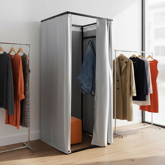 Freestanding Temporary Fitting Room Clothing Changing Room with Shading Curtain