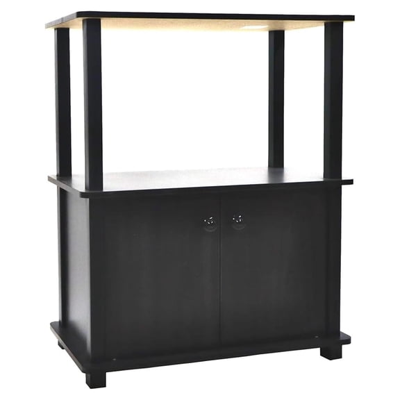 Freestanding Three Shelf Double Door Storage Floor Cabinet, Multi Room Use, Espresso Woodgrain Finish, No Tools Required, 23.75 Inch Width x 11.75 Inch Depth x 29.75 Inch Height