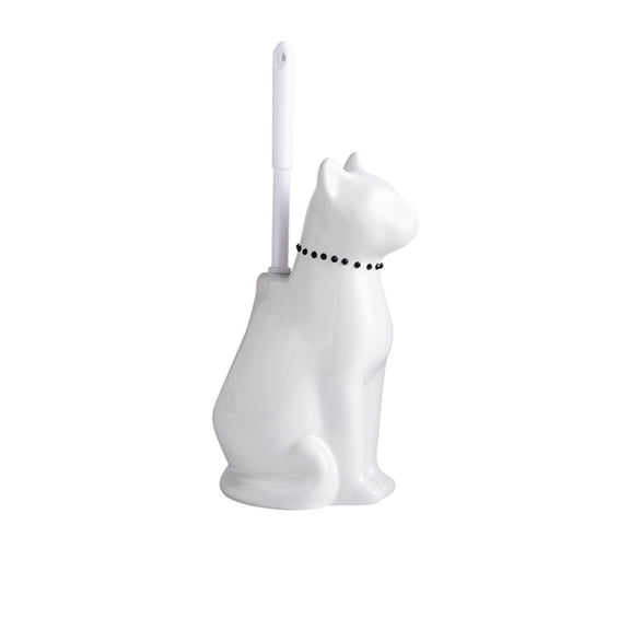 Soft Bristles Toilet Brush & Holder Bathroom Toilet Bowl Brush Ceramic Cats Base Toilet Cleaning Tool Easily to Clean