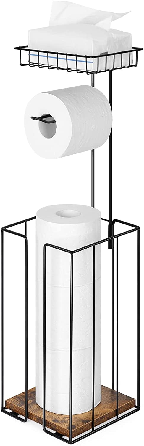 1pc Black 【lsb01】free-standing Toilet Paper Holder With Storage