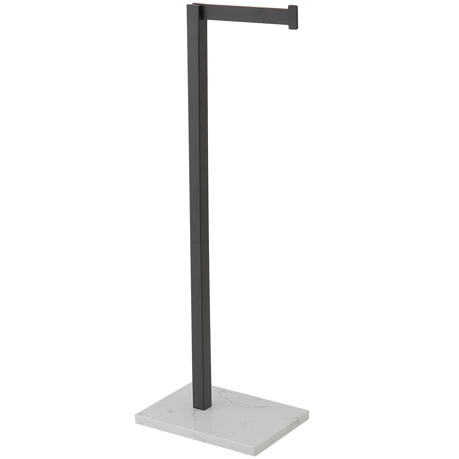 Matte Black Freestanding Toilet Paper Holder with Marble Base