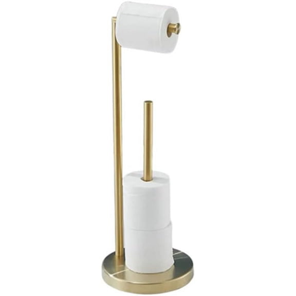 Freestanding Toilet Roll Holders Free Standing Folding Paper Holder Toilet Roll Stand Storage Stainless Steel Bathroom, Free-Standing Dispenser Holds 5 Paper Roll with Storage (Brass)