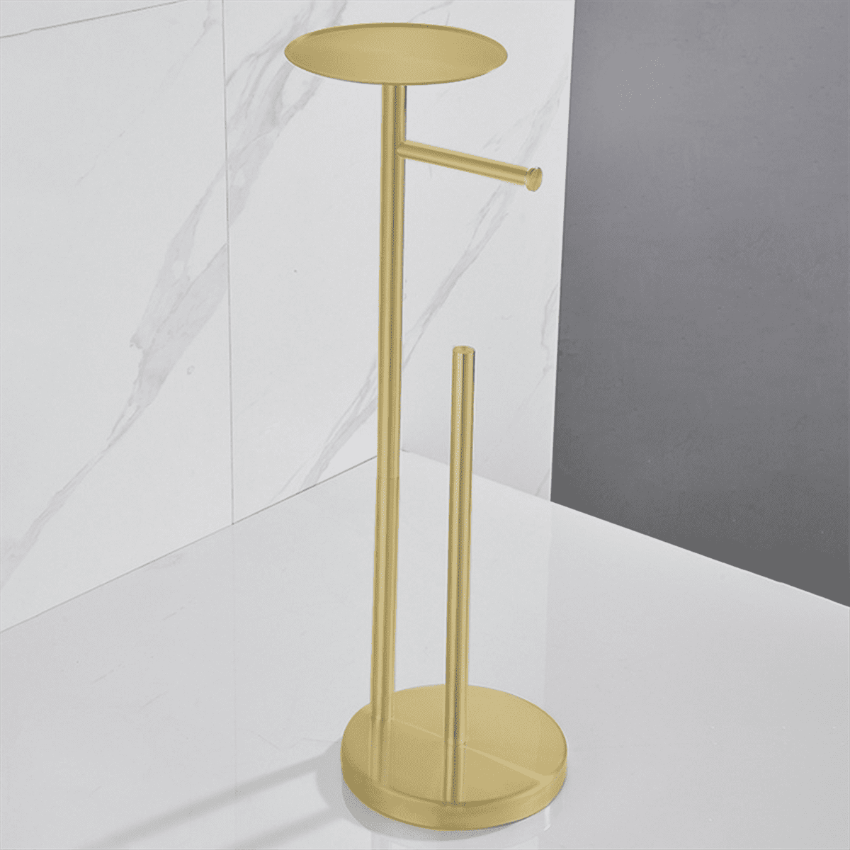 Freestanding Toilet Roll Holders Stainless Steel Anti-Rust Standing Toilet Paper Stand with Heavy, Brushed Gold,1 x Vertical roll holder,Brushed Gold
