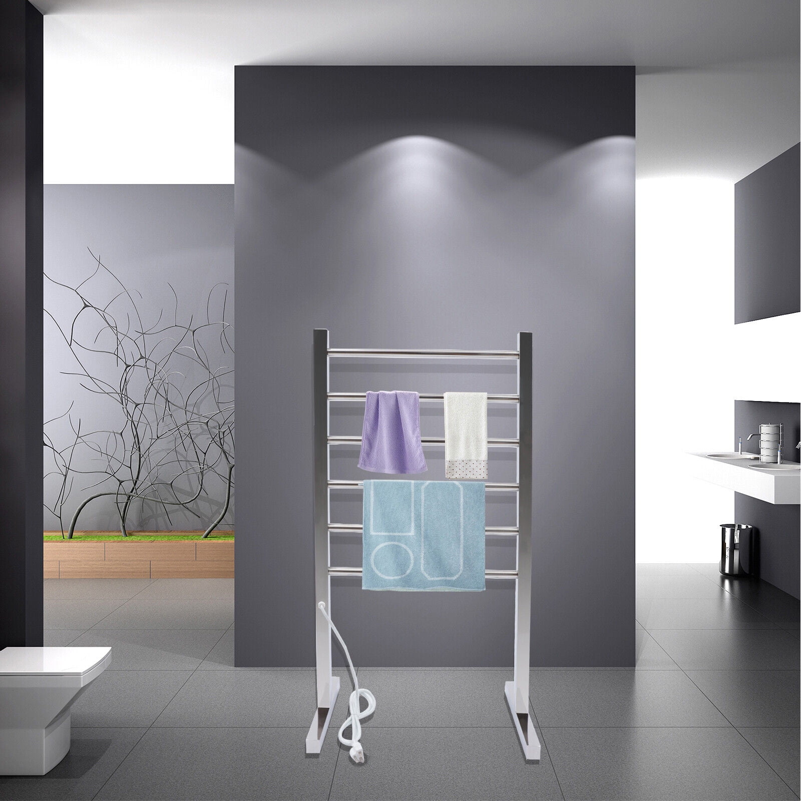 Freestanding Towel Dryer Electric Towel Warmer 6*19.6"Stainless Rod Time Setting