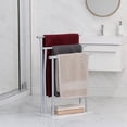 thumbnail image 1 of Freestanding Towel Rack Three Bars Tempered White Glass Base, 1 of 8