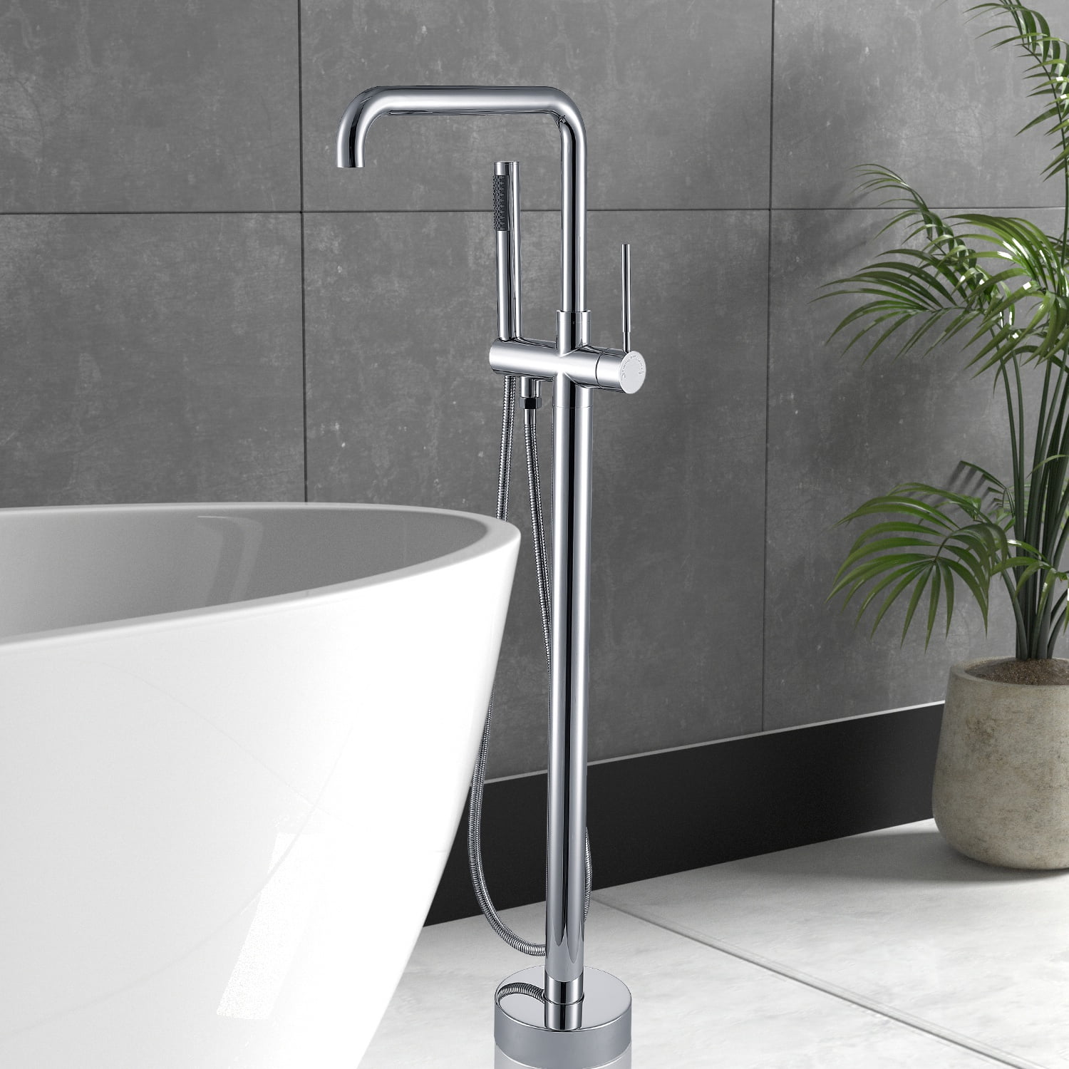 Freestanding Tub Faucet, Freestanding Bathtub Faucet with Hand Shower, Chrome Freestanding Tub ...