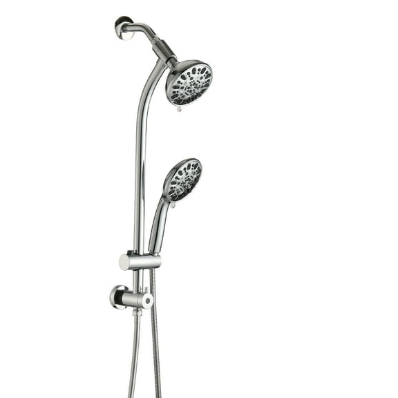 Freestanding Tub Filler No-Tool Installation 5 Inch Rain Shower & 7-Spray Handheld Combo with 26" Adjustable Slide Bar, Dual Flow 1.8GPM WaterSense,Freestanding Bathtub Faucet