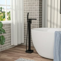 Freestanding Tub Faucet Replacement Freestanding Bathtub Faucet Waterfall Tub Filler Matte Black Floor Mount Brass Bathroom Faucets with Hand Shower,Freestanding Tub Faucet Installation