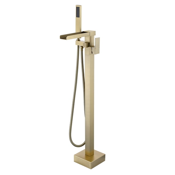 Freestanding Tub Faucet With Hand Shower, Bathroom Brass Bathtub Faucet