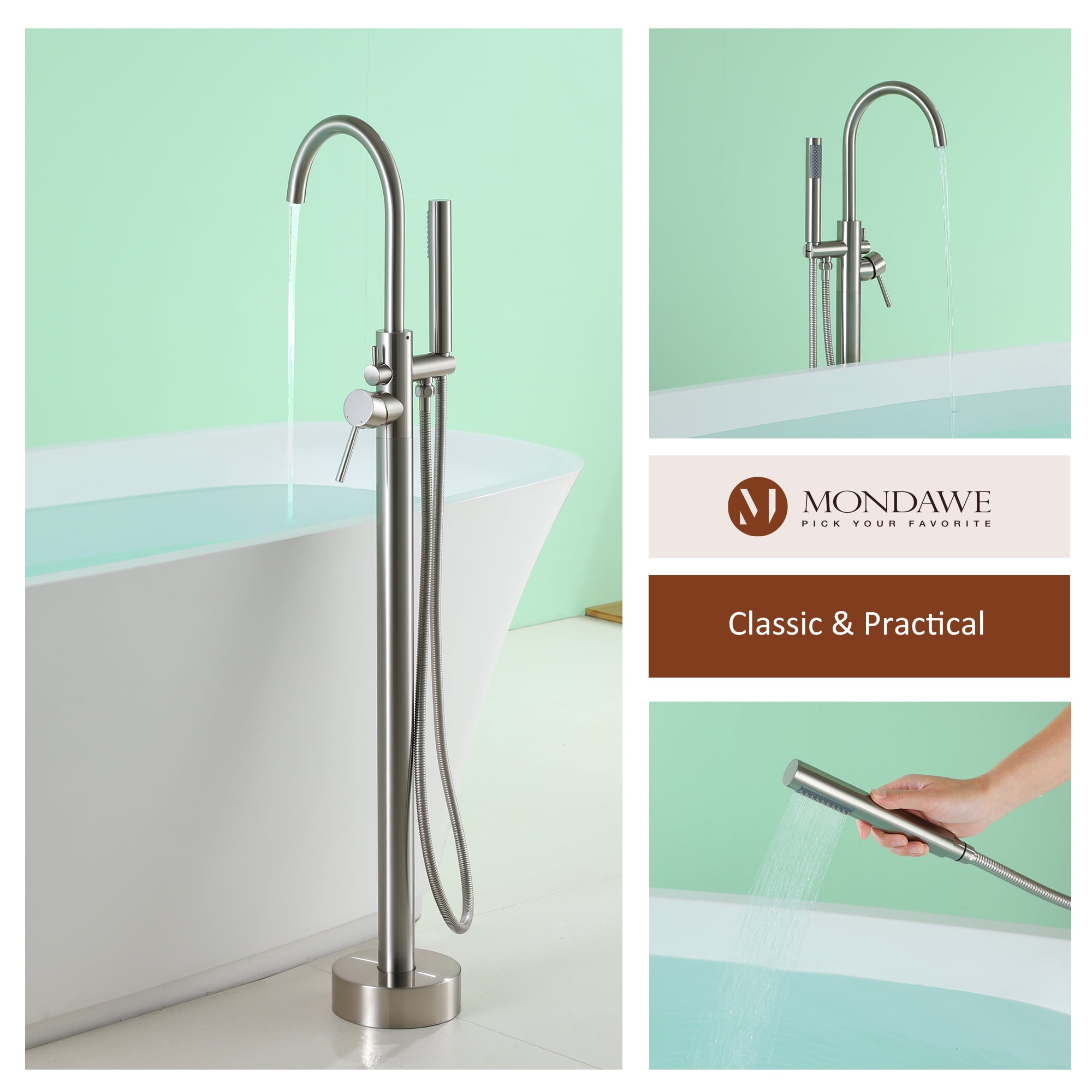 Freestanding Tub Filler Bathtub Faucet High Flow Shower Faucets with