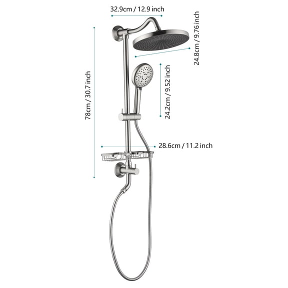 Freestanding Tub Filler ShowerSpas Shower System, with 10" Rain Showerhead, 4-Function Hand Shower, Adjustable Slide Bar and Soap Dish,Freestanding Bathtub Faucet