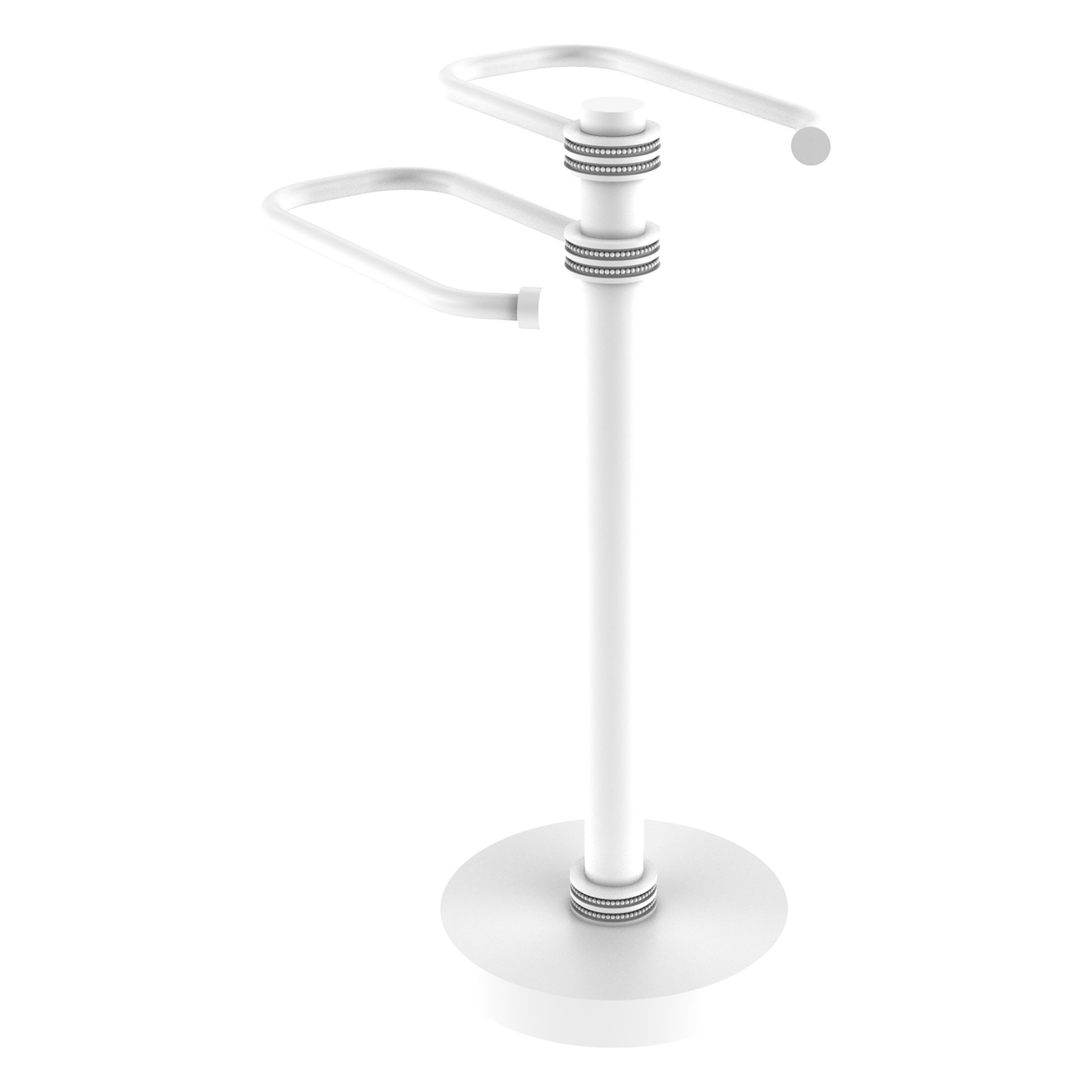 Freestanding Two Arm Guest Towel Valet Matte White / Dotted
