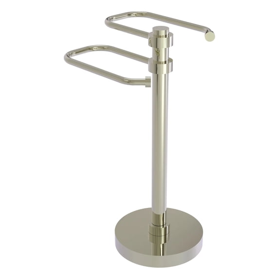 Freestanding Two Arm Guest Towel Valet - Polished Nickel / Smooth
