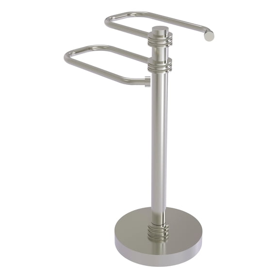 Freestanding Two Arm Guest Towel Valet - Satin Nickel / Dotted