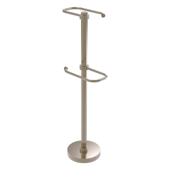Freestanding Two Roll Toilet Tissue Stand - Antique Pewter / Grooved