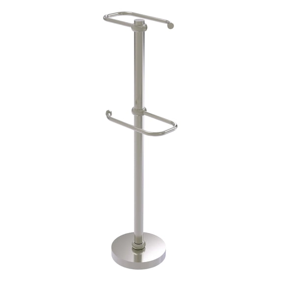 Freestanding Two Roll Toilet Tissue Stand - Satin Nickel / Twisted
