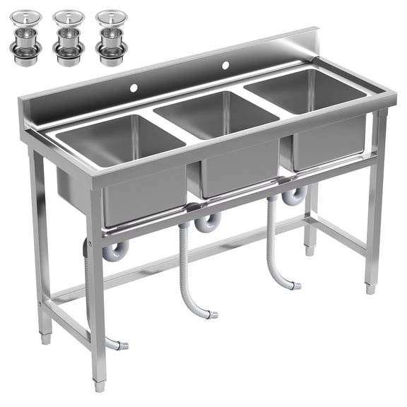 Freestanding Utility Sink, 5119.731.5in Commercial Stainless Steel Sink, Commercial Sink, Rectangular Single Bowl Sink for Bakery Kitchen