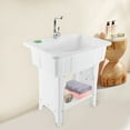 thumbnail image 1 of Freestanding Utility Sink Laundry Tub /Floor Mount Wash Bowl Basin Single Faucet, 1 of 12