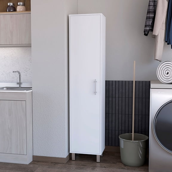 Freestanding White Kitchen Cabinet - Large Door, 3-4 Storage - Keep Kitchen Tidy