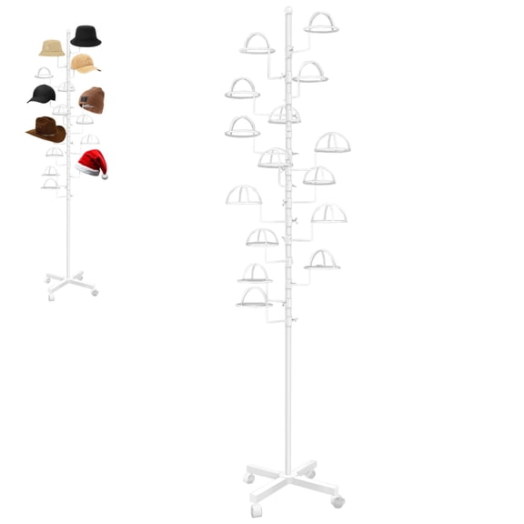 Freestanding White Metal Hat & Wig Display Organizer Rack