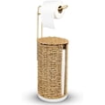 thumbnail image 1 of Freestanding Wicker Toilet Paper Holder with Lid, 3 Rolls of Toilet Tissue Storage, Rattan Handmade Woven Toilet Paper Roll Holder Stand, Decorative Boho Bathroom Farmhouse Toilet Paper Holder, 1 of 7