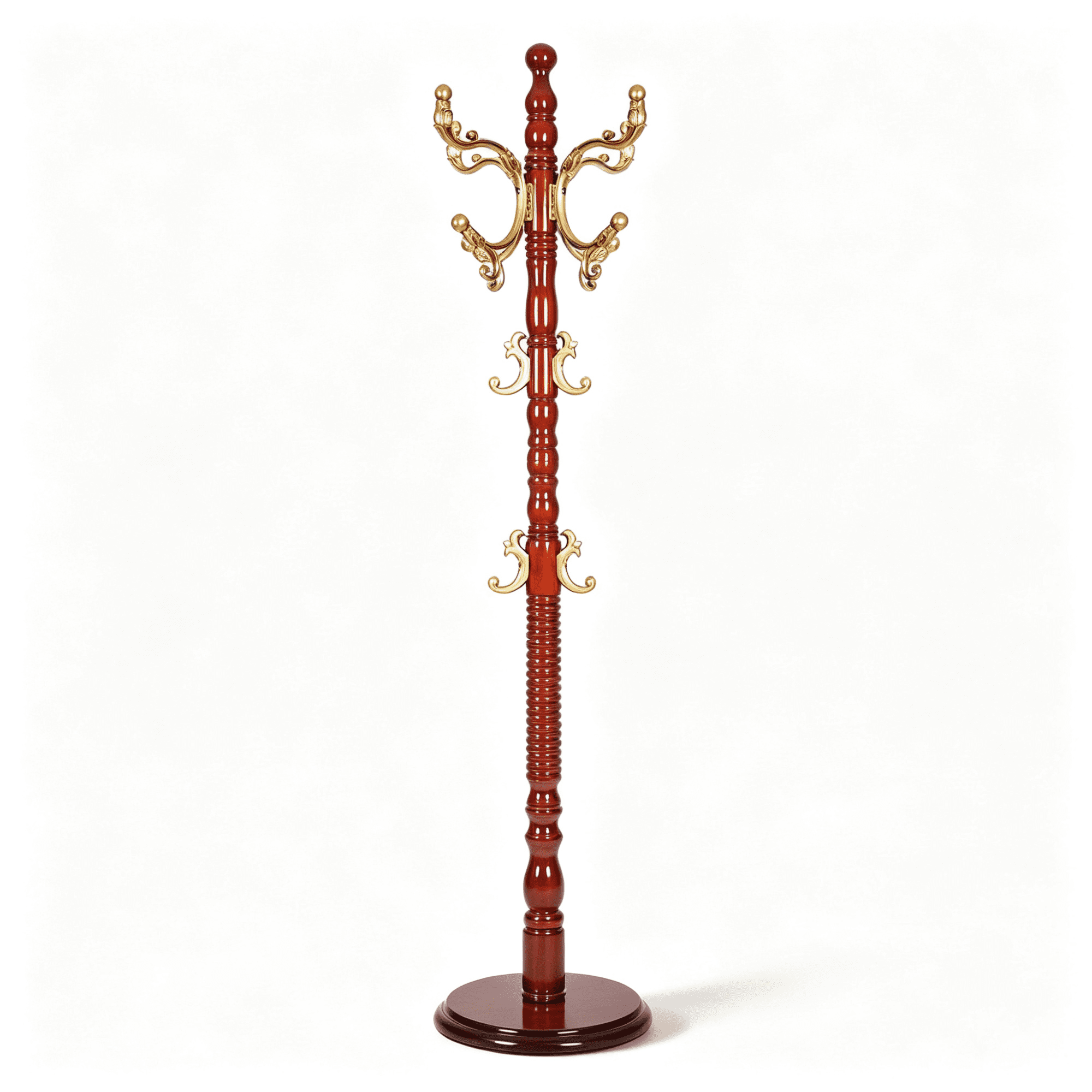 Freestanding Wooden Coat Rack, Vintage Natural Birch Wood Coat Tree with Hooks, Sturdy Hall Tree for Entryway & Office