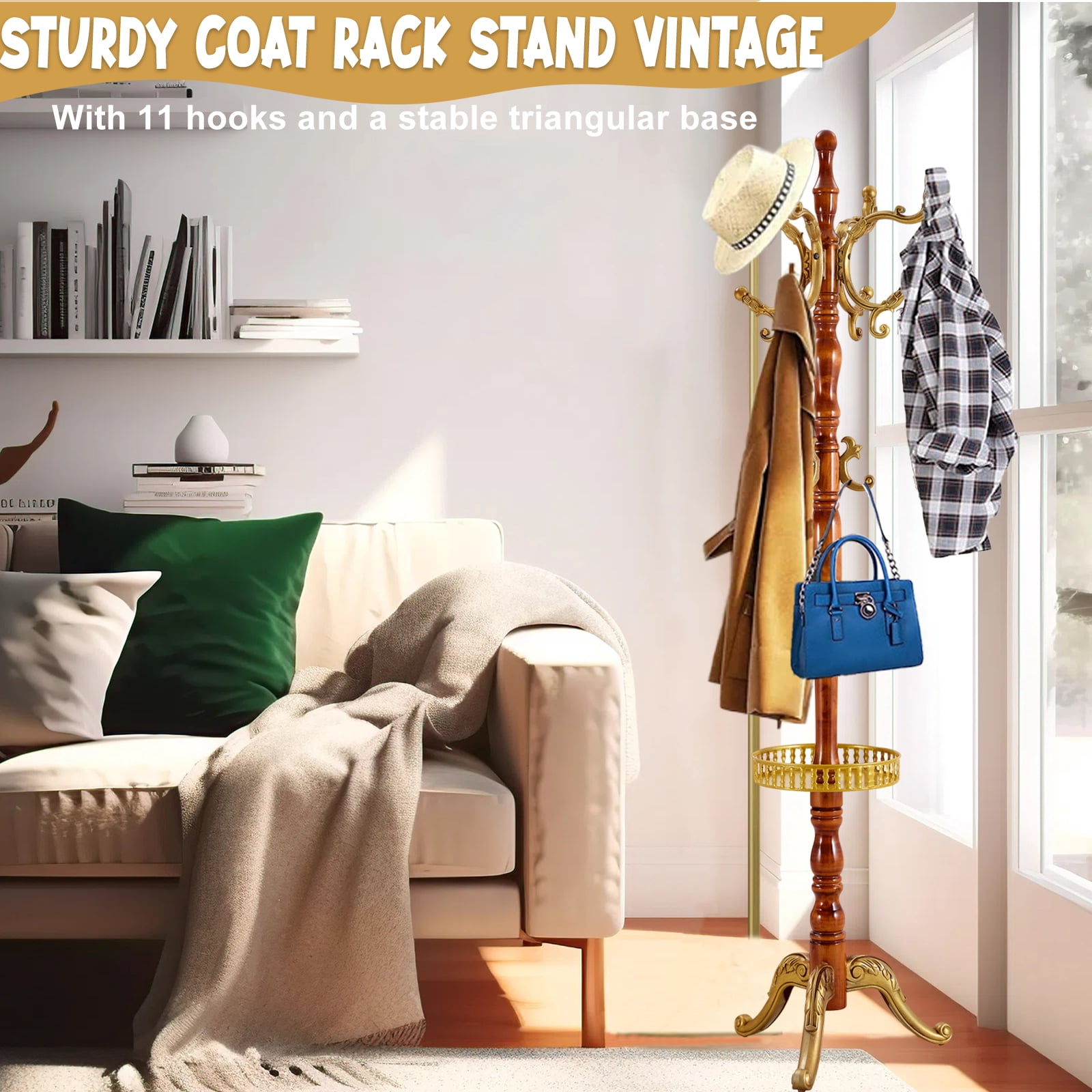 Freestanding Wooden Coat Rack - Walmart.com