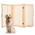 thumbnail image 1 of Freestanding Wooden Dog Gate with Support Feet, Foldable Indoor Pet Gate for Doorways and Stairs, Unpainted Pine Wood Pet Fence with 360° Hinges, 1 of 6