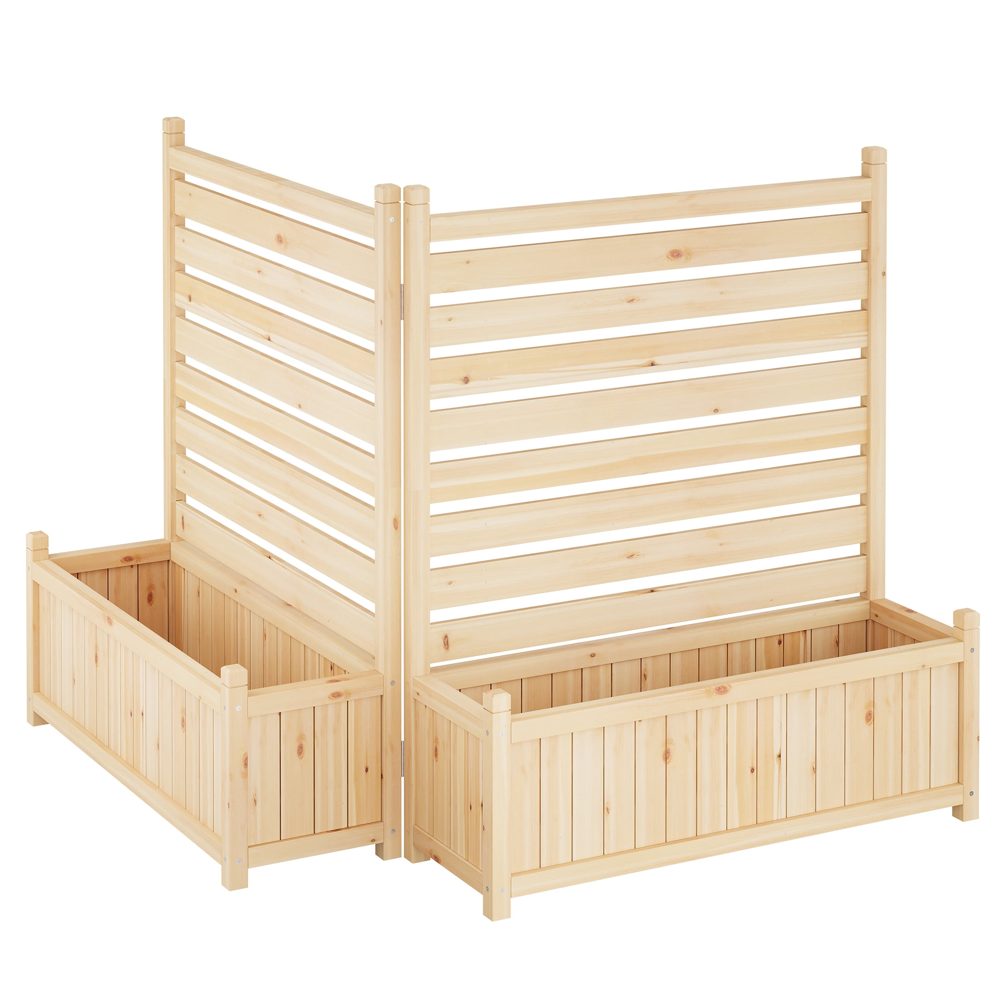 Timber Panel Box Freestanding Wooden Privacy Fence Panels with Planter Boxes – 2-Panel ...