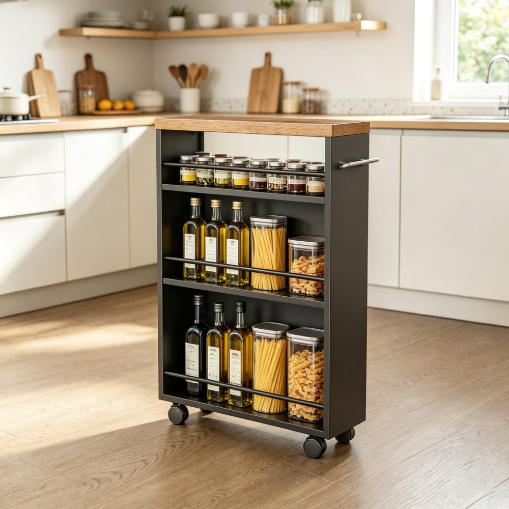 Freestanding Wooden Storage Organizer with Adjustable Shelves, Space-Saving for Living Room, Bedroom, Kitchen, Home Office