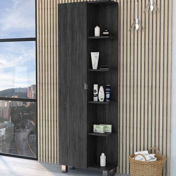 Freestanding and Spacious Storage - Keep Your Items Neat in a Smoke - colored Linen Cabinet