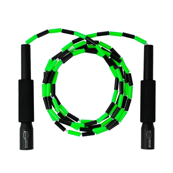 Freestyle Beaded Jump Rope, 9.3ft Adjustable, Green & Black, Skipping Rope for Exercise Workout