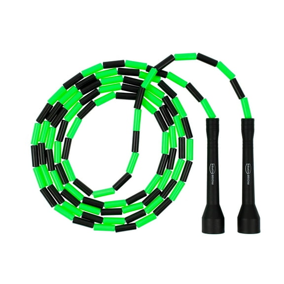 Freestyle Beaded Jump Rope, 9.3ft Adjustable, Green & Black, Skipping Rope for Exercise Workout