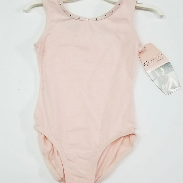 Freestyle Danskin Dance Bodysuit Rhinestone Neckline Keyhole Back 4 5 XS Pink