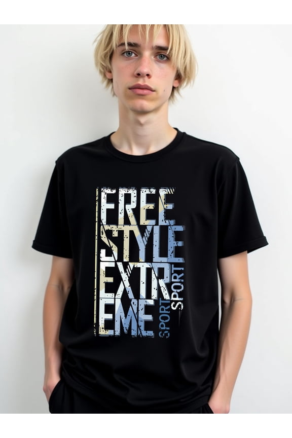 Freestyle Extreme Sport Tee for men t shirt black graphic tees casual Breathable fabric, crew neck, short sleeves Fashion Unisex Shirt Graphic tshirts
