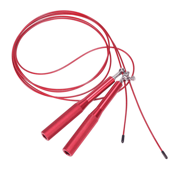 Freestyle Jump Rope For Hiit, Speed, And Tricks (Long Aluminum Handles - Adjustable Cable) - red