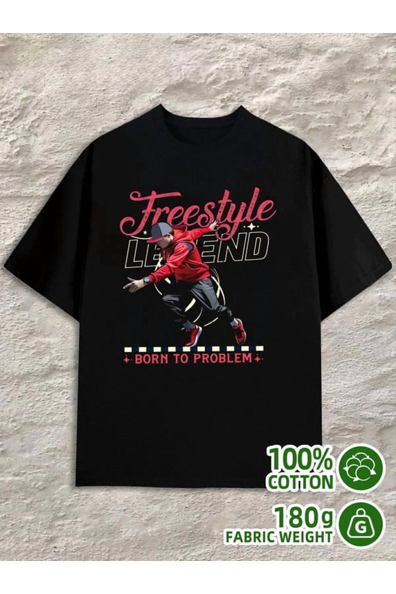 Freestyle Legend for men 180G 100% Cotton black Fashion Unisex Shirt Short Sleeve tshirts Classic Unisex Shirt Cotton tshirts Trendy Unisex Shirt Graphic Tee tshirts