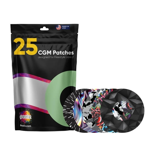 Freestyle Libre 2 Sensor Covers 25 Pack - US-Made Waterproof CGM Sensor Patches for 14+ Days - Sensitive Skin Diabetic Patches for Glucose Monitor - (Man Style)