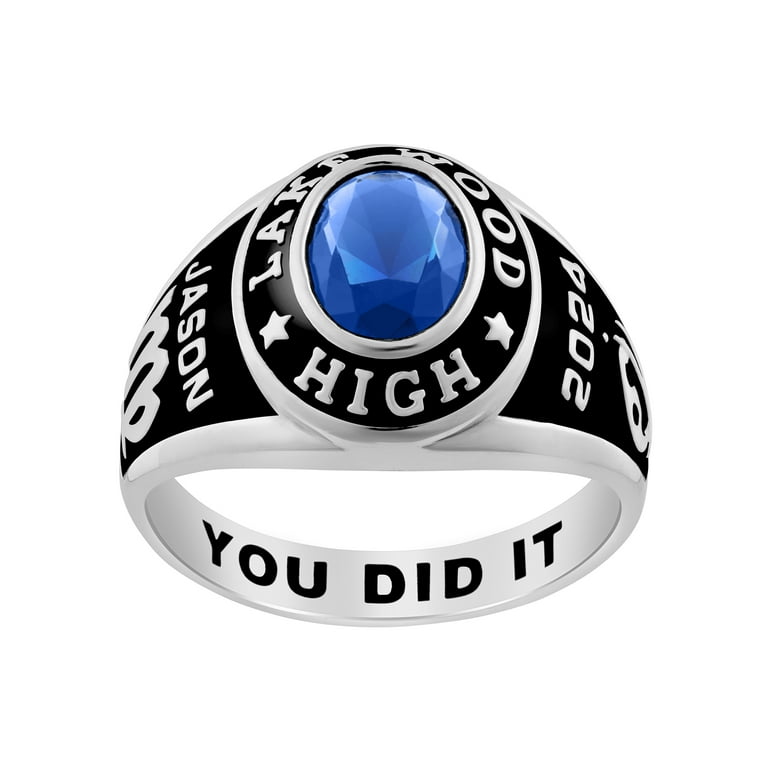 Order Now For Holiday Delivery Freestyle Men s Sterling Silver Mid Size Classic Oval Stone Class Ring Personalized High School or College