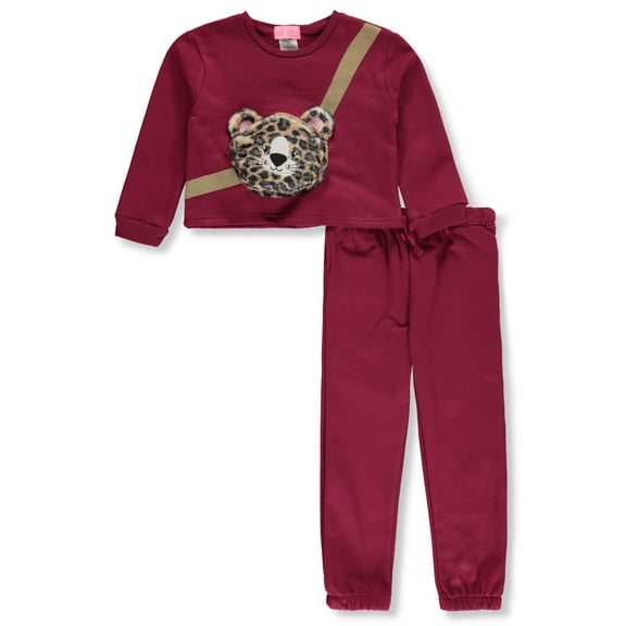 Freestyle Revolution Baby Girls' 2-Piece Tiger Fleece Joggers Set Outfit Color: multi Size: 4t