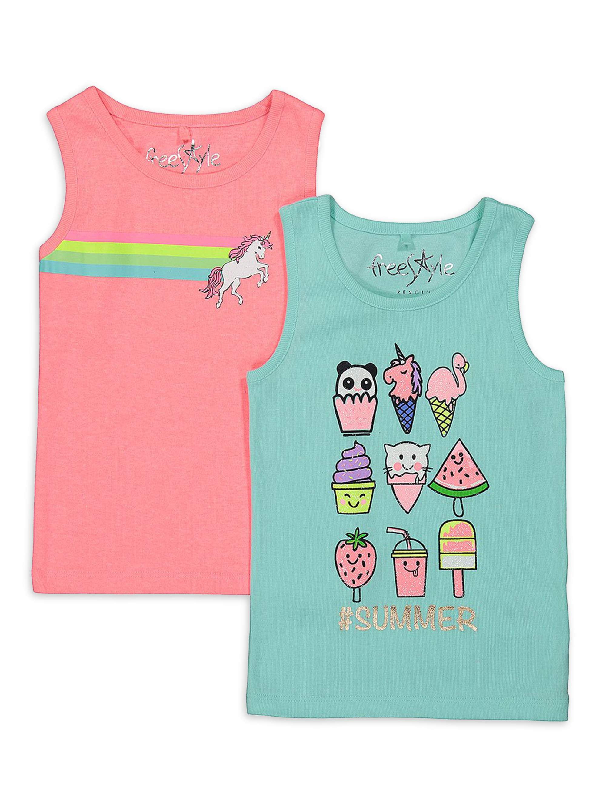 Freestyle Revolution Girls Graphic Tank Tops, 2-Pack, Sizes 4-12 ...